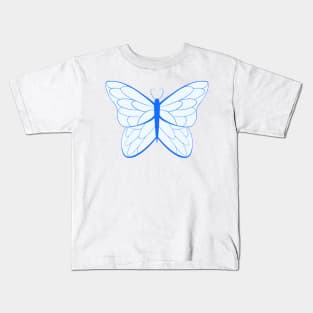 Blue Simple Butterfly Kids T-Shirt